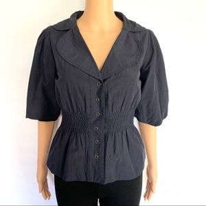 📦 MALDITA Navy Collared Half Sleeve Nylon Blouse